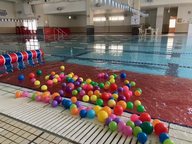 ＜ボールプール＞ 水慣れクラスは楽しみながら水と触れ合い、褒める指導を徹底します