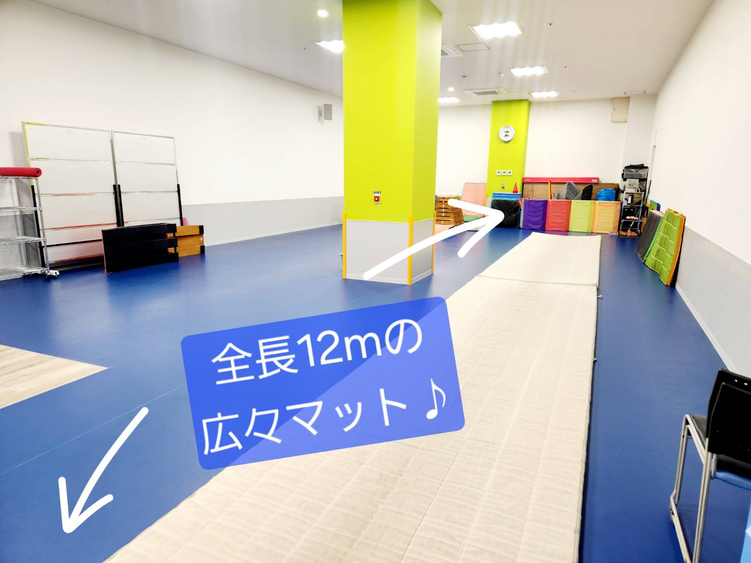 キッズ体育(マット①)　ケンケン跳び、スキップ、前転、後転、倒立(逆立ち)、側転、ロンダート、転回とび、後転とび(バク転)まで細かく分かれた25段階のカリキュラム！